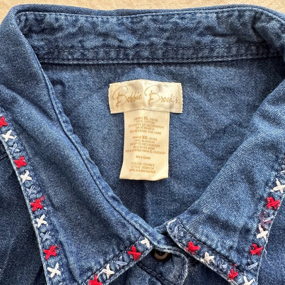 Vintage Cat Denim Button Up Bobbie Brooks - Picture 5 of 5